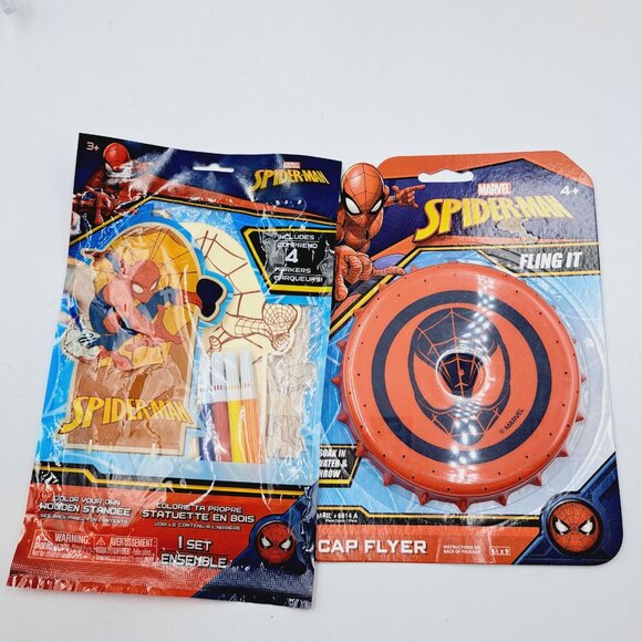 Marvel Avenger Spiderman Water Cap Flyer & Spiderman Wood Craft Stocking Stuffer - Picture 2 of 9
